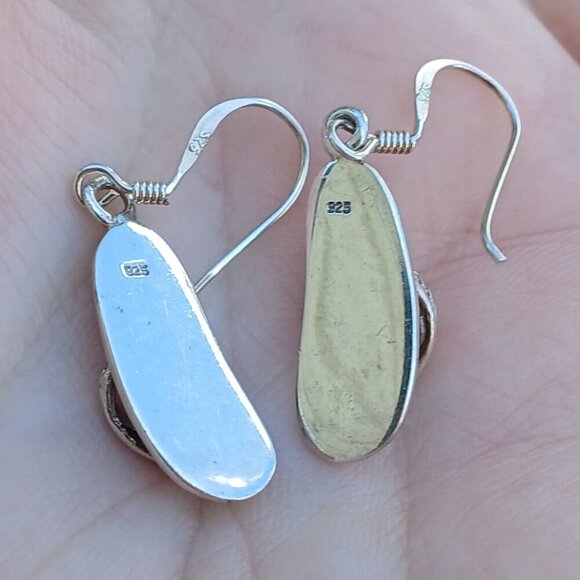 Sterling Silver 925 Flip Flop Hook Earrings - Picture 2 of 6